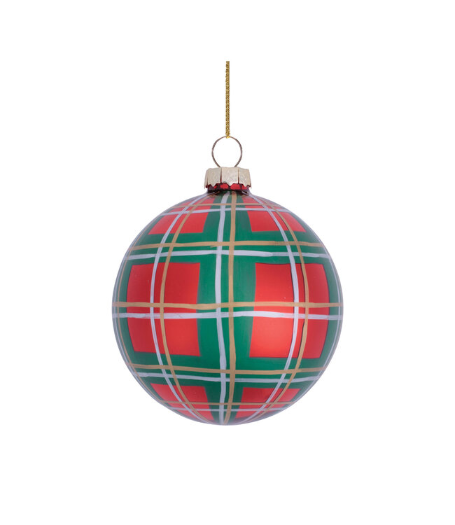 Plaid Ball Ornament Glass