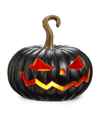8" Lighted Black Jack O Lantern