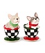 MACKENZIE CHILDS Check It Out French Bulldog Salt & Pepper Set