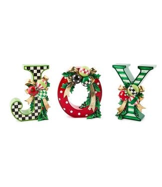 MACKENZIE CHILDS Check It Out Illuminated JOY - Sold as Set