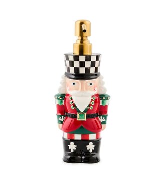 MACKENZIE CHILDS Check It Out Ceramic Nutcracker Soap Dispenser