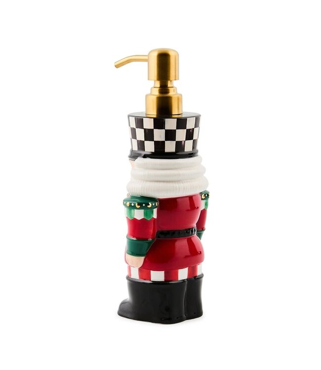 MACKENZIE CHILDS Check It Out Ceramic Nutcracker Soap Dispenser