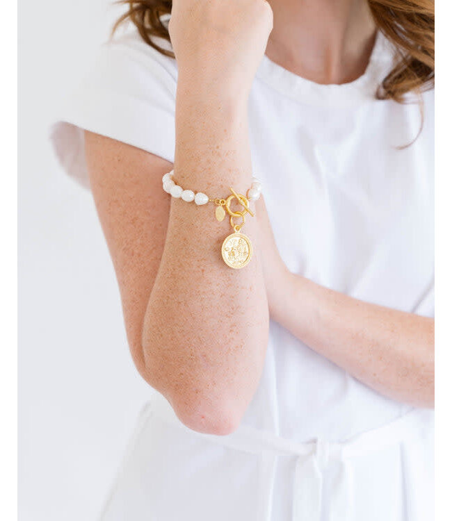 SUSAN SHAW Blue Willow Pearl Bracelet