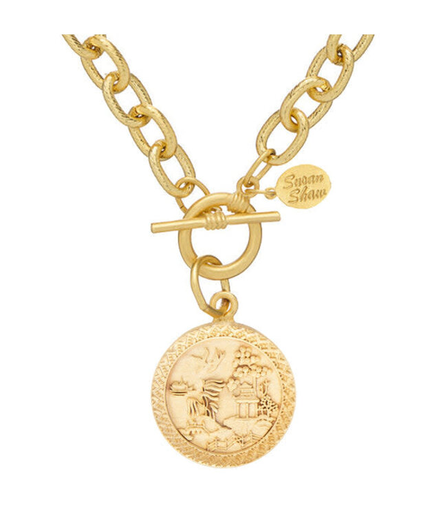 SUSAN SHAW Blue Willow Toggle Necklace