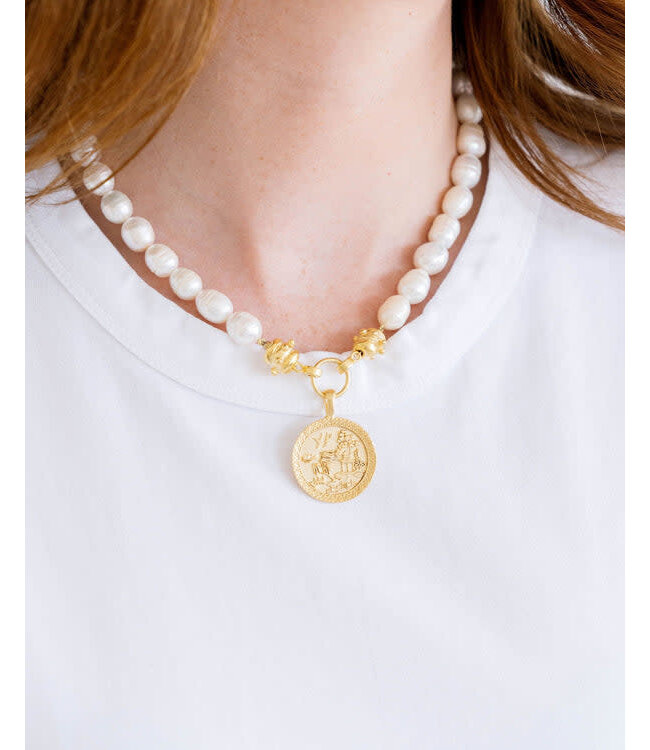 SUSAN SHAW Blue Willow Pearl Necklace