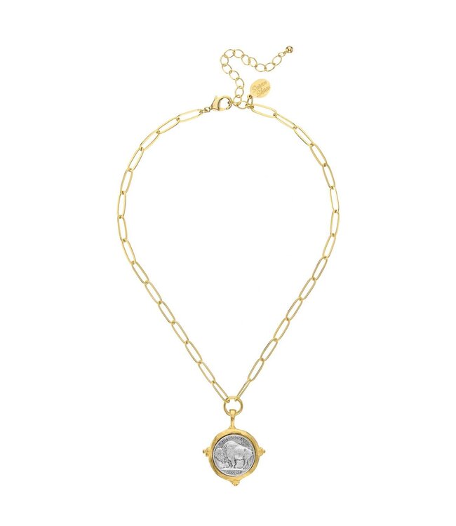 SUSAN SHAW Buffalo Nickel Paperclip Necklace