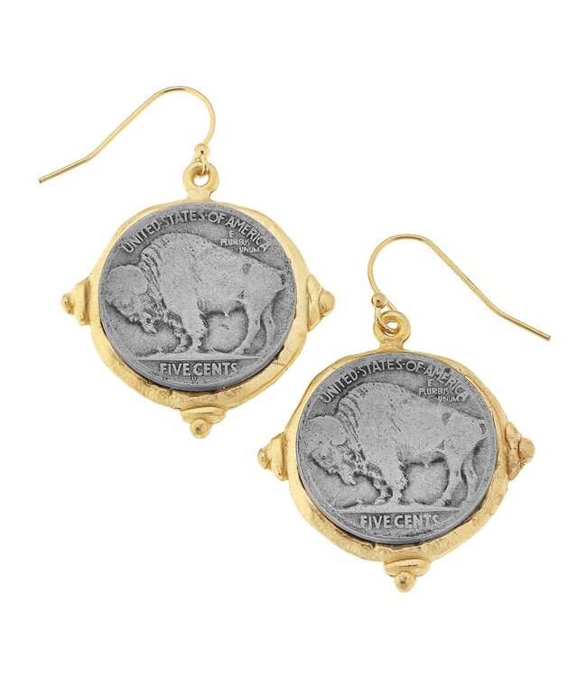 SUSAN SHAW Buffalo Nickel Earrings