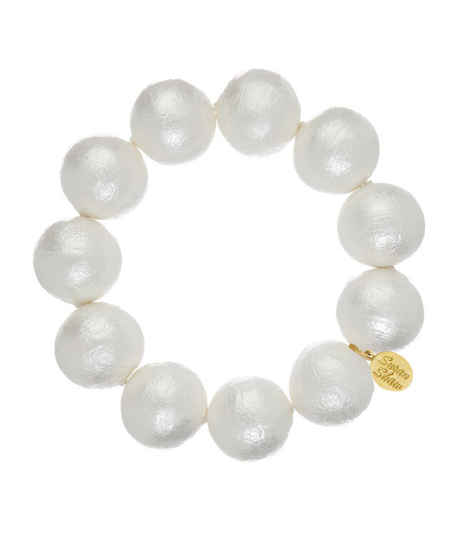 SUSAN SHAW Large Cotton Pearls Stretch Bracelet