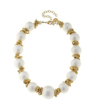 SUSAN SHAW Cotton Pearl Link Necklace