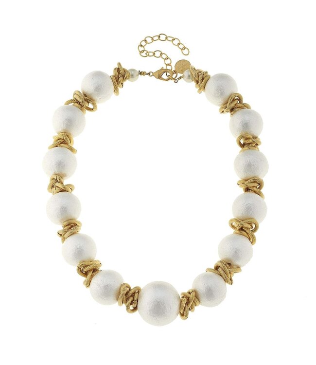 SUSAN SHAW Cotton Pearl Link Necklace