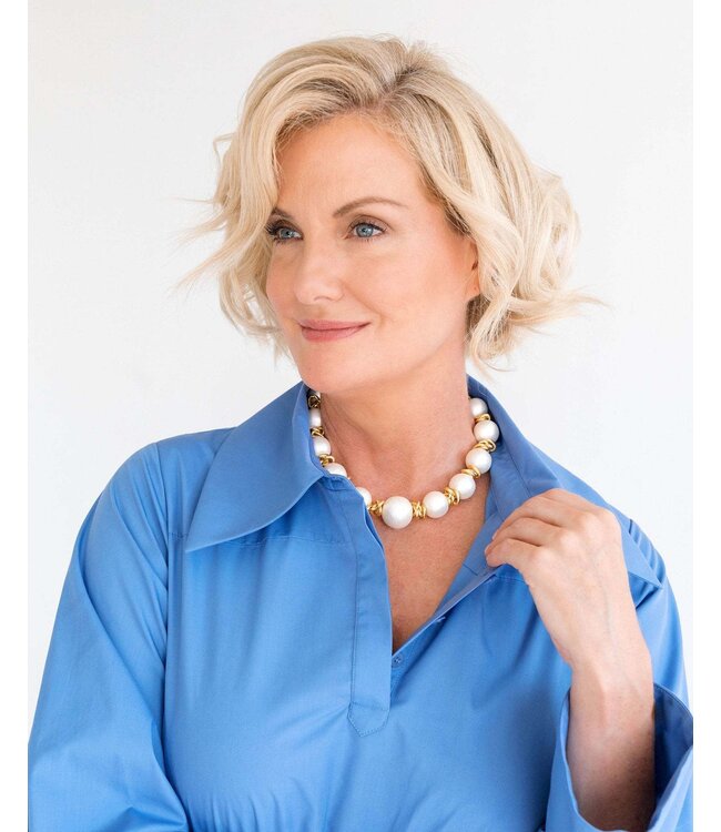 SUSAN SHAW Cotton Pearl Link Necklace