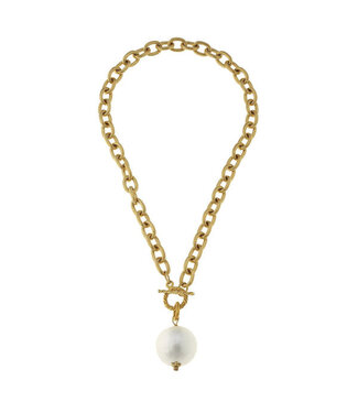 SUSAN SHAW Cotton Pearl Toggle Necklace