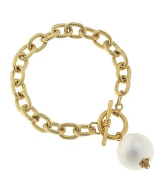 SUSAN SHAW Cotton Pearl Toggle Bracelet