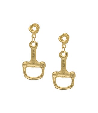 SUSAN SHAW Gold Horse Bit Knot Post Earrings