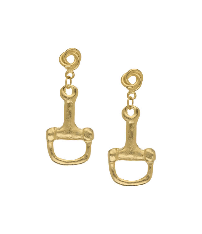 SUSAN SHAW Gold Horse Bit Knot Post Earrings