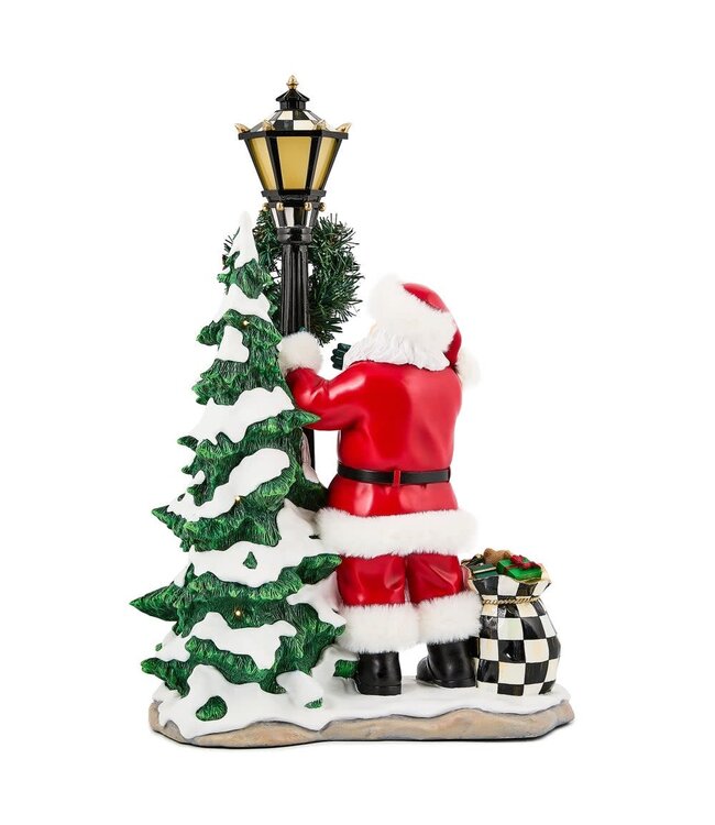 MACKENZIE CHILDS Santa by Lamp Post Illuminated Figure