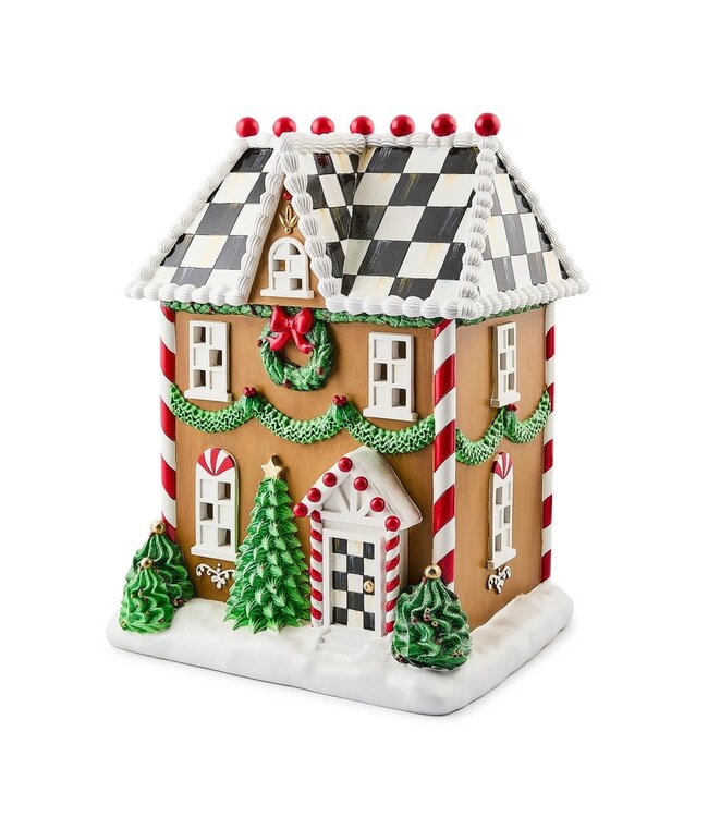 MACKENZIE CHILDS Holly Village Illuminated Gingerbread House
