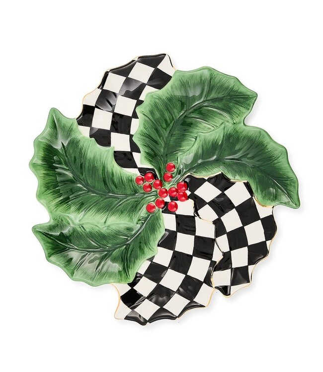MACKENZIE CHILDS Holly Leaf Ceramic Serving Platter