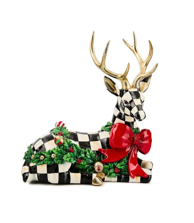 MACKENZIE CHILDS Holly Check Resting Deer
