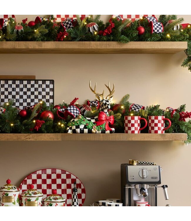 MACKENZIE CHILDS Holly Check Resting Deer