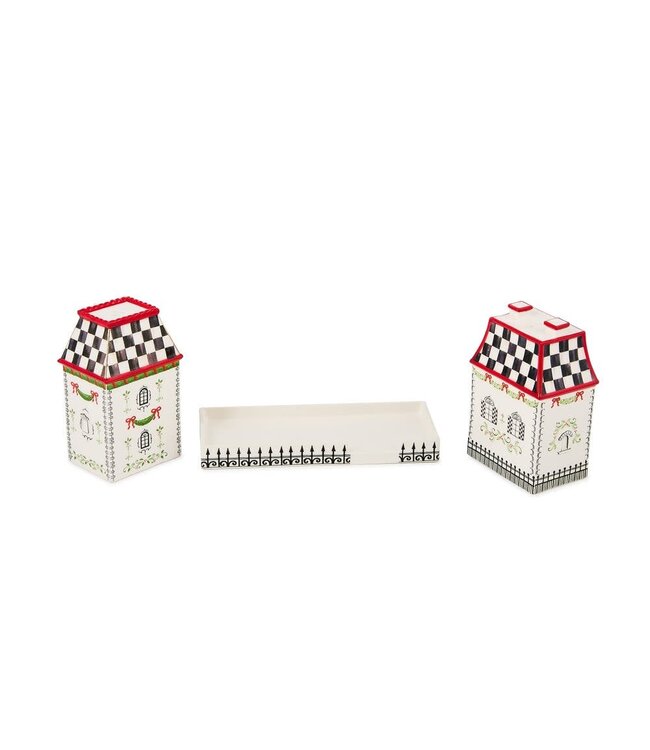 MACKENZIE CHILDS Holly Village Salt & Pepper Set