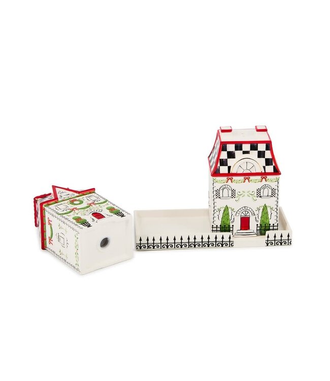 MACKENZIE CHILDS Holly Village Salt & Pepper Set