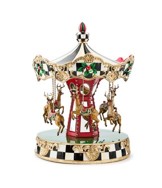 MACKENZIE CHILDS Merry Christmas Rotating Carousel