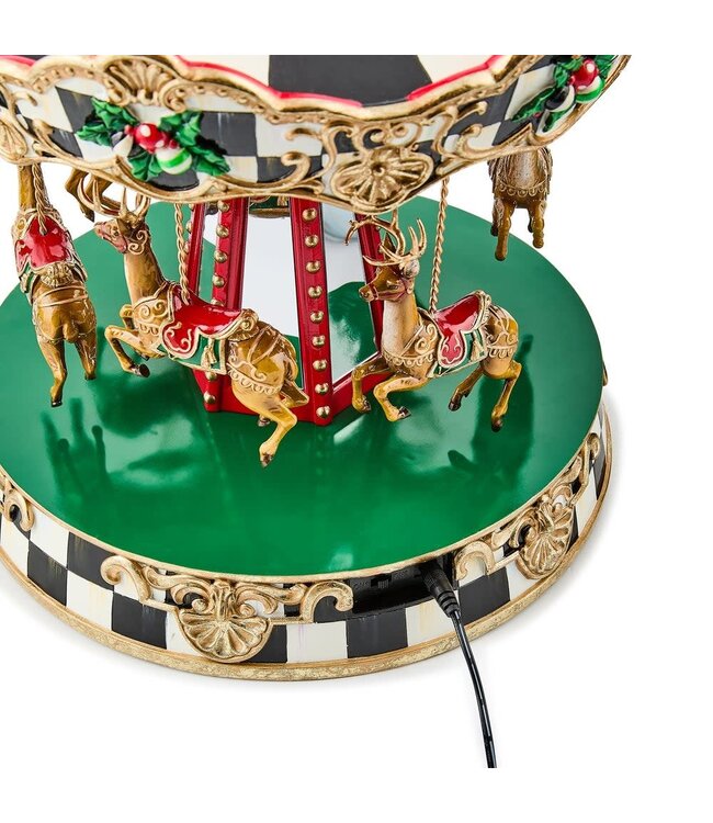 MACKENZIE CHILDS Merry Christmas Rotating Carousel