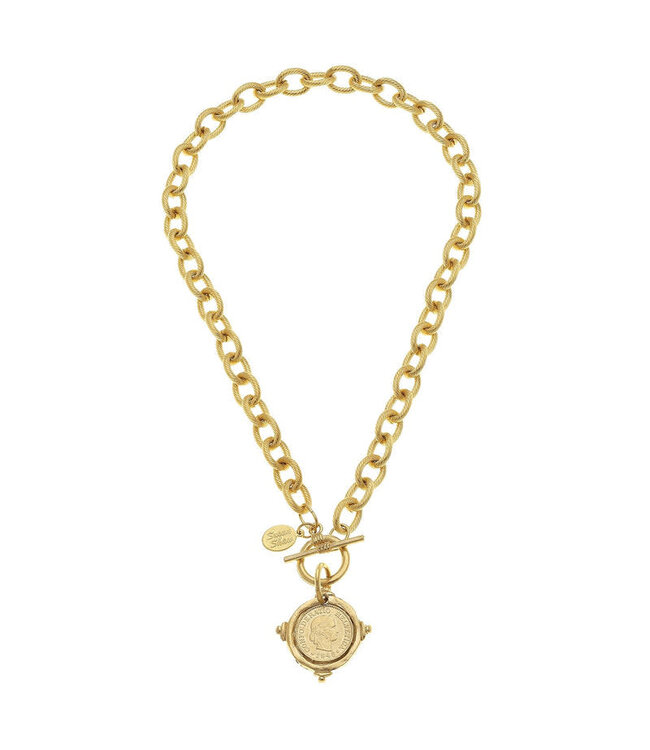 SUSAN SHAW Coin Toggle Necklace