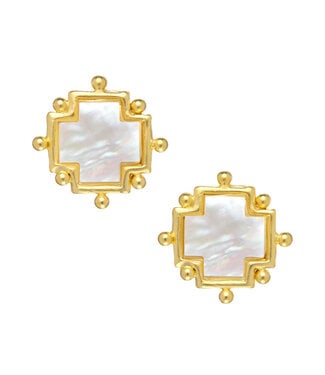 SUSAN SHAW Mother of Pearl Cross Studs