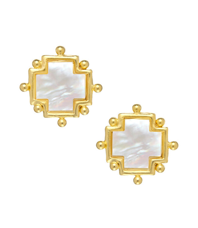 SUSAN SHAW Mother of Pearl Cross Studs