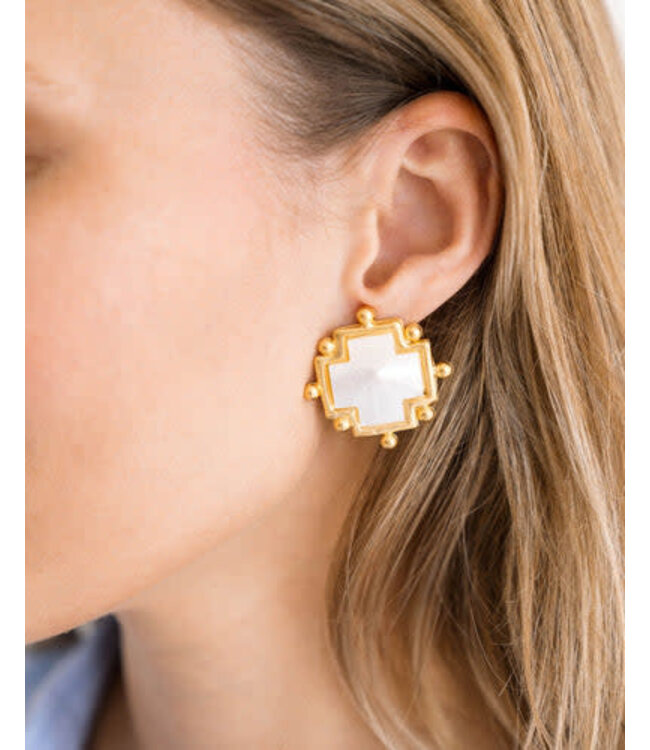 SUSAN SHAW Mother of Pearl Cross Studs