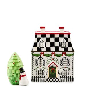 MACKENZIE CHILDS Holly Village Illuminated Ceramic Villa