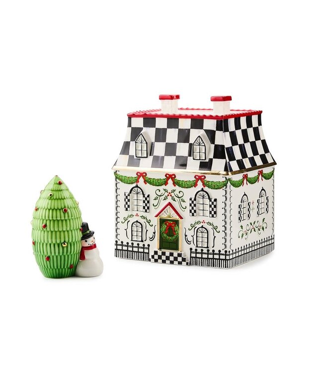 MACKENZIE CHILDS Holly Village Illuminated Ceramic Villa