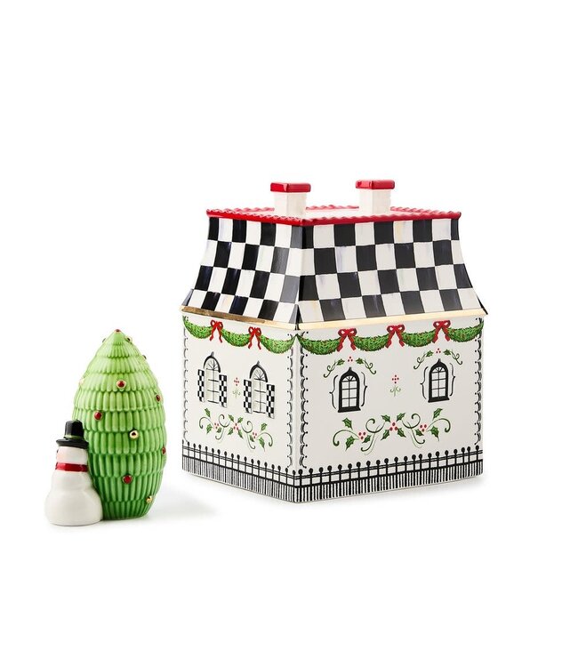 MACKENZIE CHILDS Holly Village Illuminated Ceramic Villa