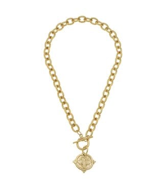 SUSAN SHAW Bee Intaglio Toggle Necklace