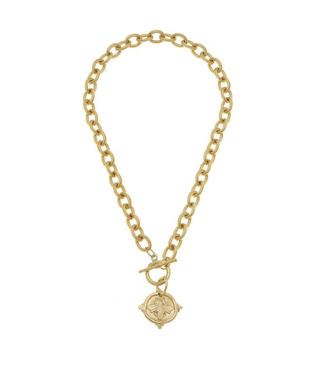 SUSAN SHAW Bee Intaglio Toggle Necklace