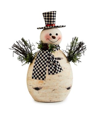 MACKENZIE CHILDS Farmhouse Holiday Large Birch Snowman Figurine MACKENZIE CHILDS Farmhouse Holiday Large Birch Snowman Figurine