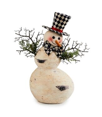 MACKENZIE CHILDS Farmhouse Holiday Small Birch Snowman Figurine MACKENZIE CHILDS Farmhouse Holiday Small Birch Snowman Figurine