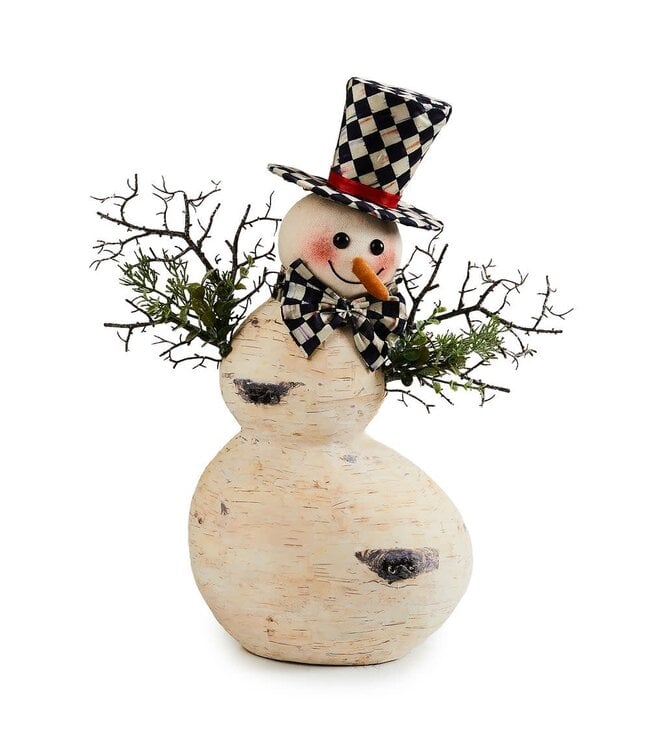MACKENZIE CHILDS Farmhouse Holiday Small Birch Snowman Figurine