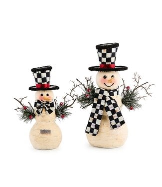 MACKENZIE CHILDS Farmhouse Birch Small Snowman - Sold Individually MACKENZIE CHILDS Farmhouse Birch Small Snowman - Sold Individually