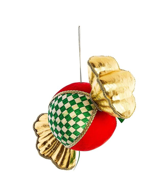 MACKENZIE CHILDS Check It Out Green Check Candy Fabric Ornament