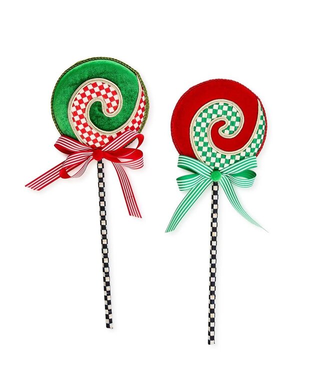 MACKENZIE CHILDS Check It Out Small Fabric Lollipop Pick - Sold Individually