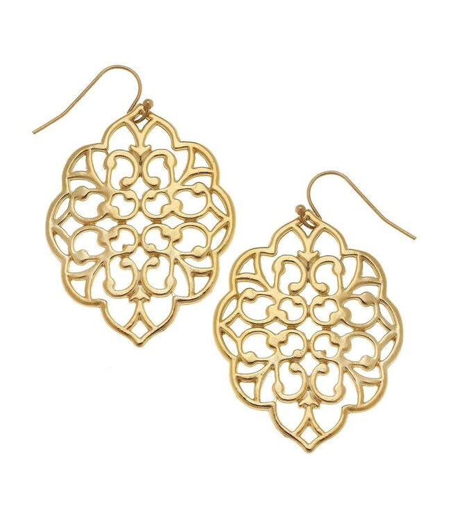 SUSAN SHAW Gold Filigree Cut Out Earrings