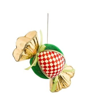 MACKENZIE CHILDS Check It Out Red Check Candy Fabric Ornament