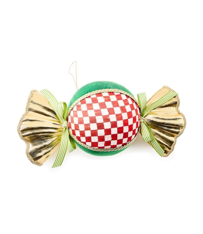 MACKENZIE CHILDS Check It Out Red Check Candy Fabric Ornament
