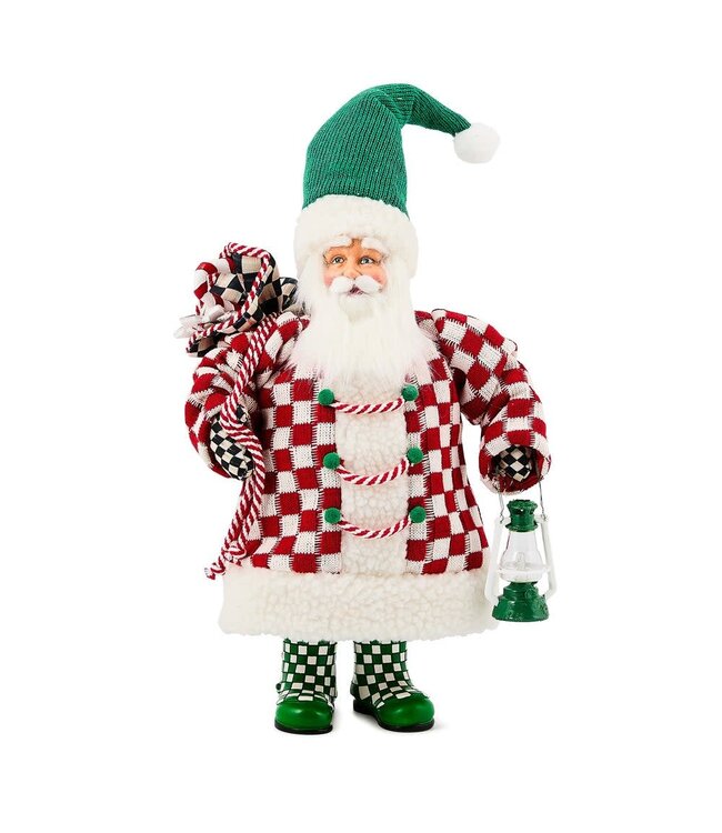 MACKENZIE CHILDS Check It Out Small Fabric Santa