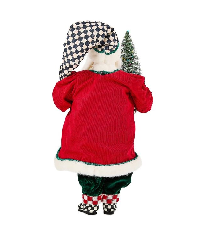 MACKENZIE CHILDS Check It Out Fabric Santa with Tree