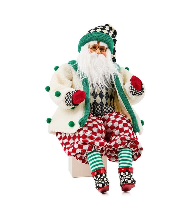 MACKENZIE CHILDS Check It Out Jovial Fabric Santa
