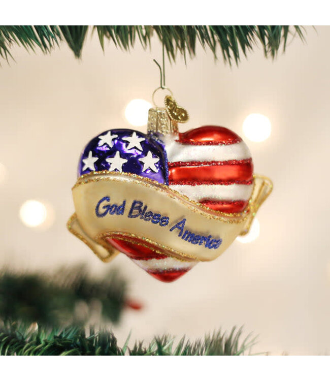 OLD WORLD CHRISTMAS God Bless America Heart Ornament